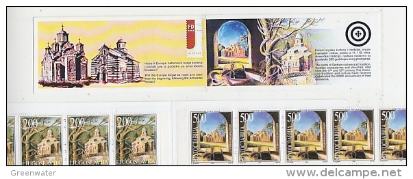 Yugoslavia 1999 Serbian Monasteries Booklet With 2 Strips Of 5v ** Mnh (24229) - Markenheftchen