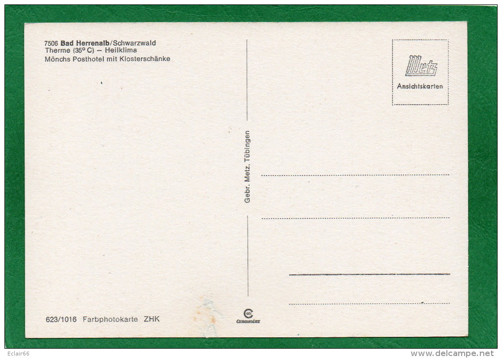 BAD HERRENALB / Schwarzwald - Therme (35 °C) - Heilklima - Mönchs Posthotel "Historische Klosterschänke" - 1982 - Bad Herrenalb