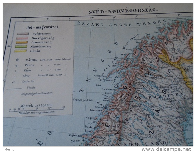 MAP  - Scandinavia -Sweden Norway Danmark Baltic Region   Ca 1897  Hungarian Map       S0432 - Altri & Non Classificati