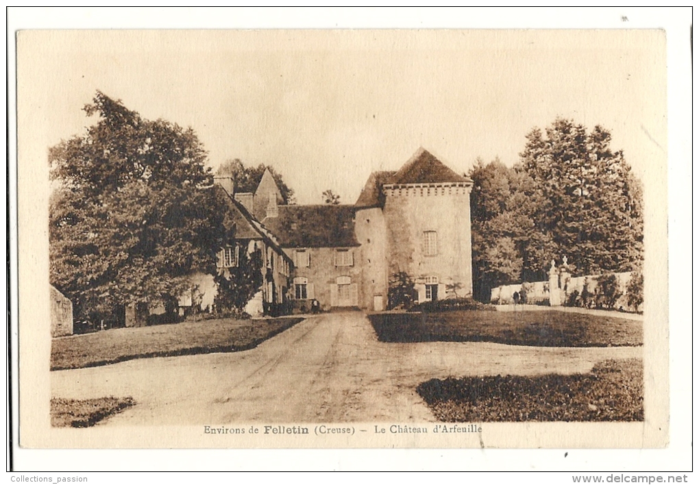Cp, 23, Env. De Felletin, Le Château D'Arfeuille, écrite - Felletin