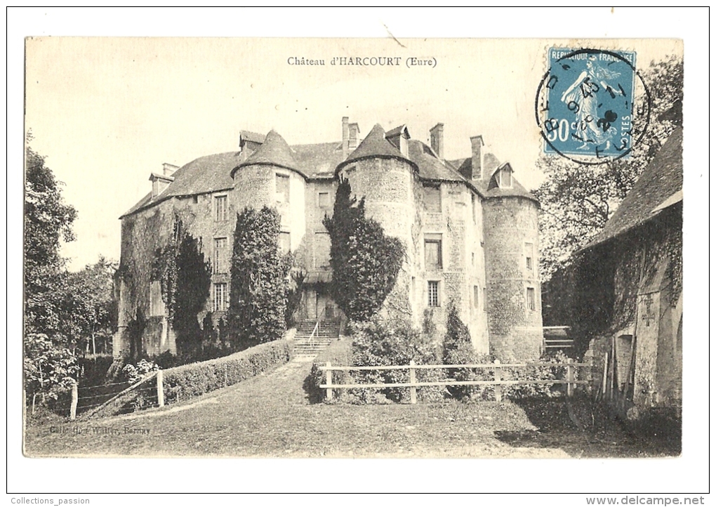 Cp, 27, Harcourt, Le Château, Voyagée - Harcourt