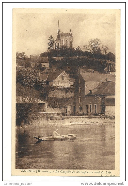 Cp, 49, Seiches, La Chpaelle De Matheflon Au Bord Du Lac - Seiches Sur Le Loir