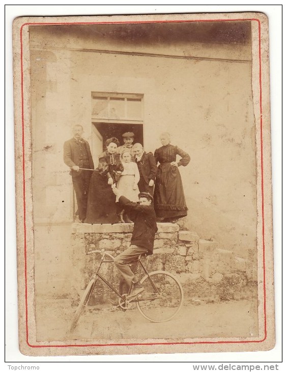 CARTE Photo Ancienne Cyclisme Vélo Bicyclette Famille 19ème - Ciclismo