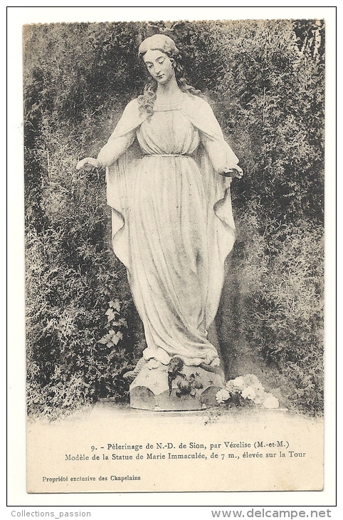 Cp, 54, Par Vezelise, Pèlerinage De Sion, Modèle De La Statue De Marie Immaculée, Voyagée 1936 - Vezelise