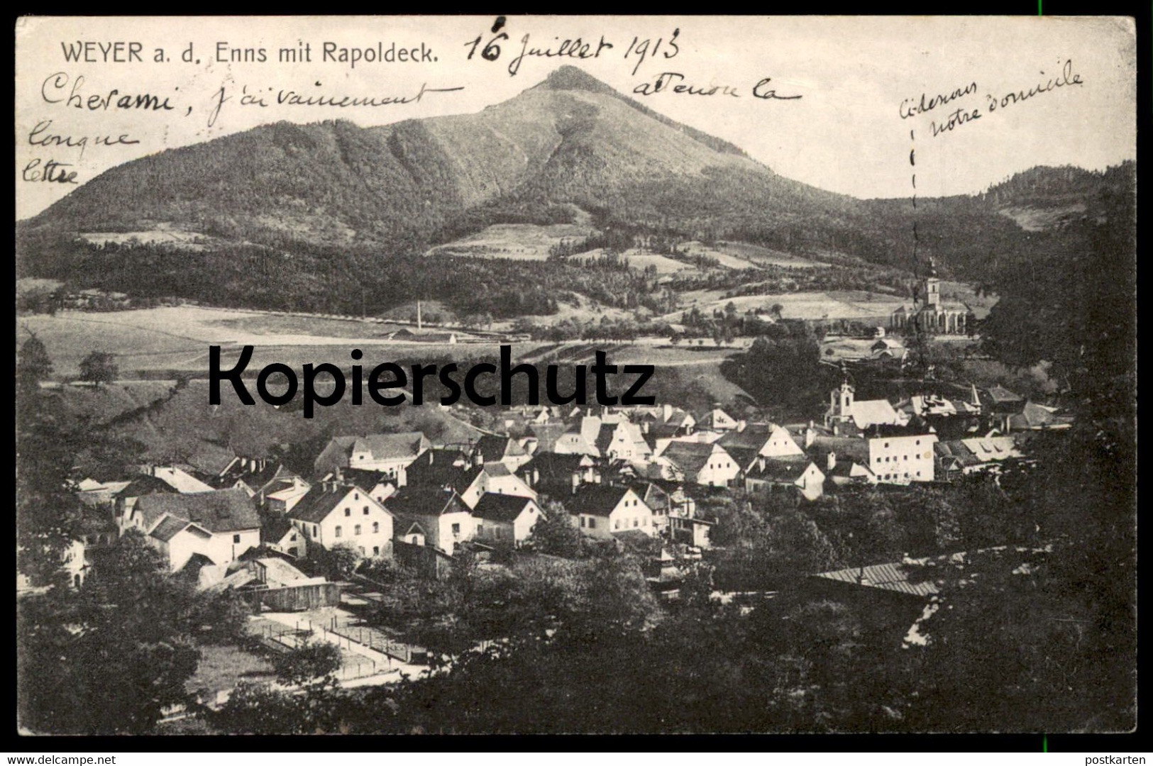 ALTE POSTKARTE WEYER AN DER ENNS MIT RAPOLDECK 1913 AN GEORGES NORMANDY Österreich Austria Autriche Ansichtskarte Cpa - Weyer