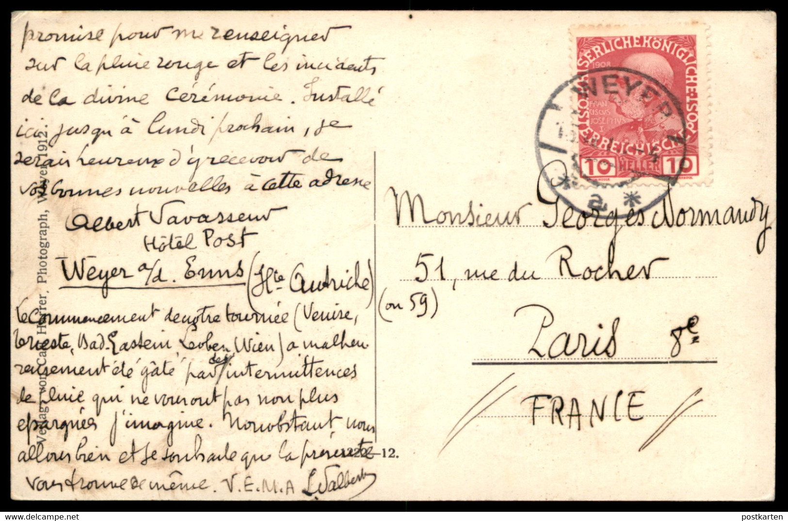 ALTE POSTKARTE WEYER AN DER ENNS MIT RAPOLDECK 1913 AN GEORGES NORMANDY Österreich Austria Autriche Ansichtskarte Cpa - Weyer