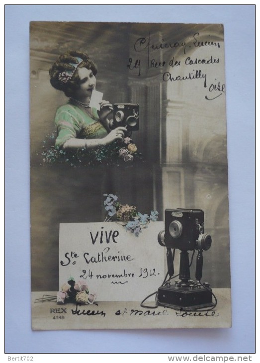 VIVE SAINTE CATHERINE  1912 - SUPERBE TELEPHONE ANCIEN  - Carte Envoyée De CHANTILLY(60) - Saint-Catherine's Day