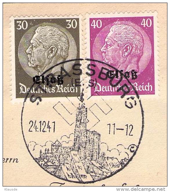 MiNr.11+12 SST Stassburg Auf Briefstück  Deutsches Reich Besetzte Gebiete Elsass - Occupazione 1938 – 45