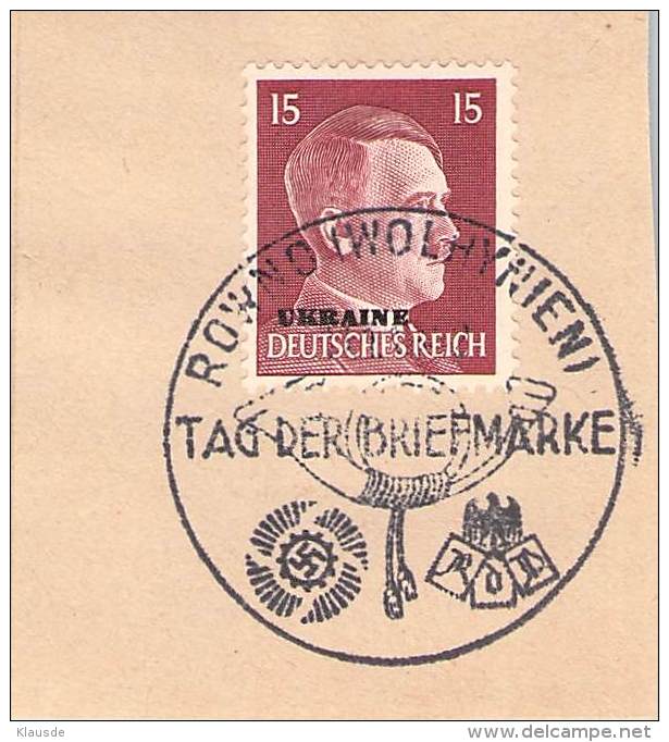 MiNr.9 SST Rowno Auf Briefstück  Deutsches Reich Besetzte Gebiete Ukraine - Besetzungen 1938-45