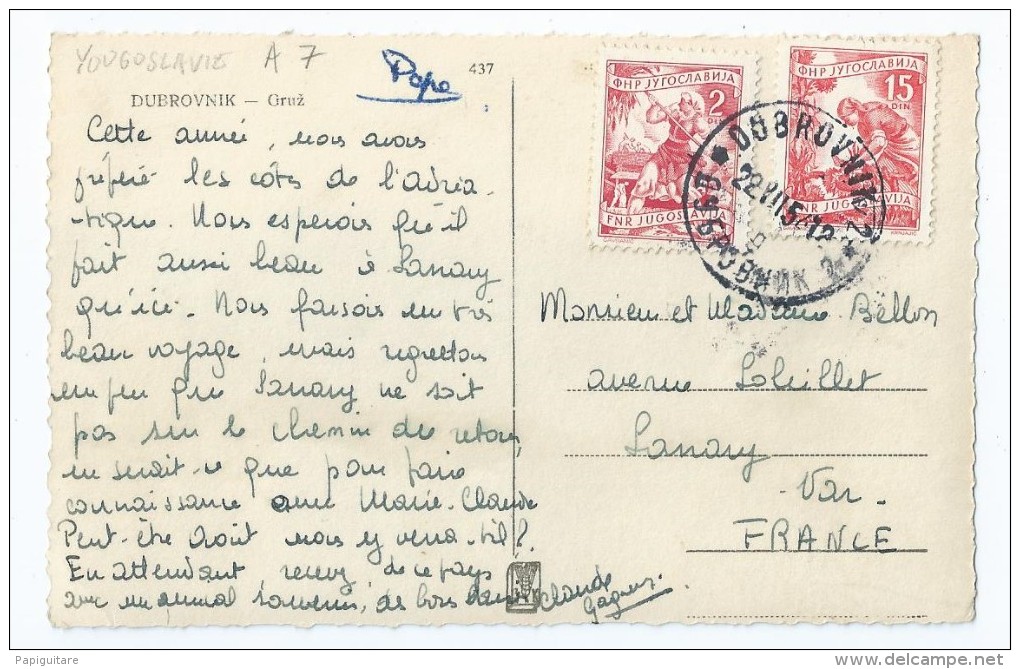 Cpsm Bon Etat , Yougoslavie  , Dubrovnik ,  Grüz   Carte Rare , Timbres Courrier Voir Au Verso - Joegoslavië