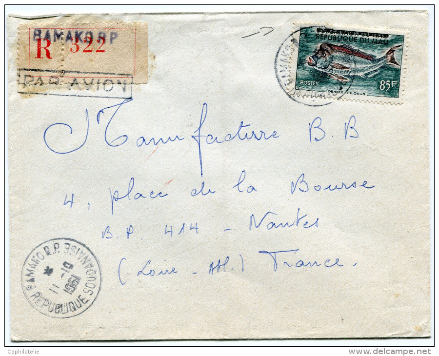 MALI LETTRE RECOMMANDEE PAR AVION DEPART BAMAKO 11-10-1961 REPUBLIQUE SOUDANAISE POUR LA FRANCE - Mali (1959-...)