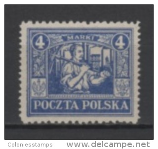 (3513) POLAND (UPPER SILESIA), 1922 (Miner, 4M., Deep Ultramarine). Mi # 11. MLH* Stamp - Schlesien