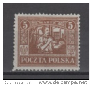 (4125) POLAND (UPPER SILESIA), 1922 (Miner, 5M., Yellow Brown). Mi # 12. MLH* Stamp - Schlesien