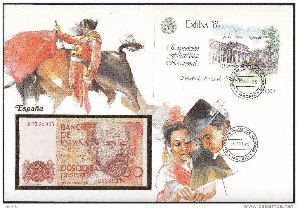 Spain 200 Pesetas 1980 P156 UNC With Cover - [ 4] 1975-… : Juan Carlos I