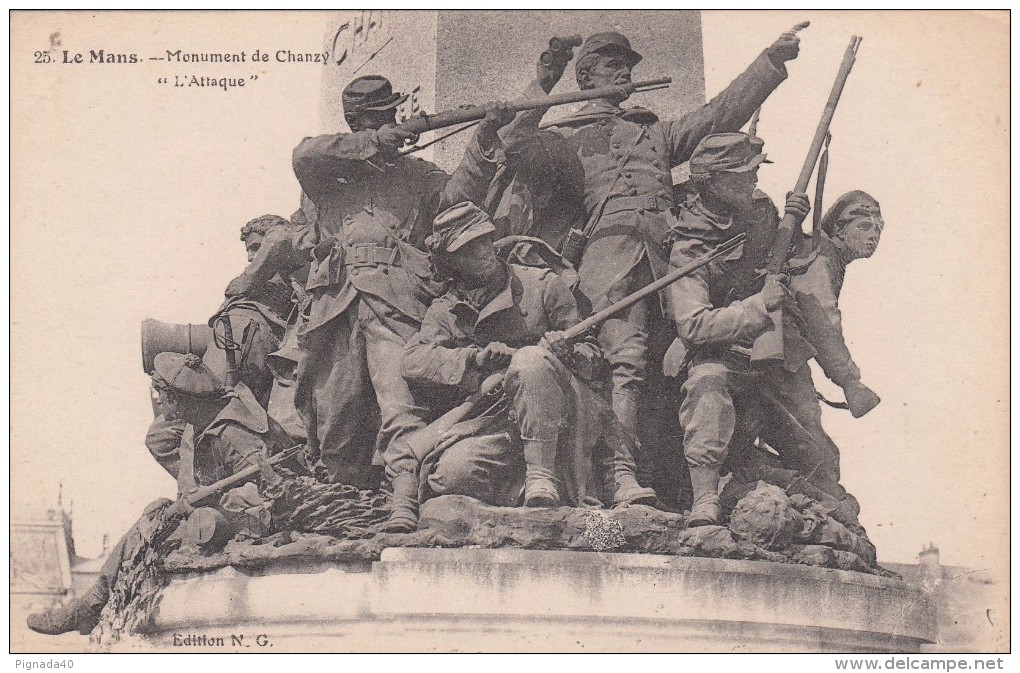 Cp , MILITARIA , Le Mans , Monument De Chanzy "L'Attaque" - Monuments Aux Morts