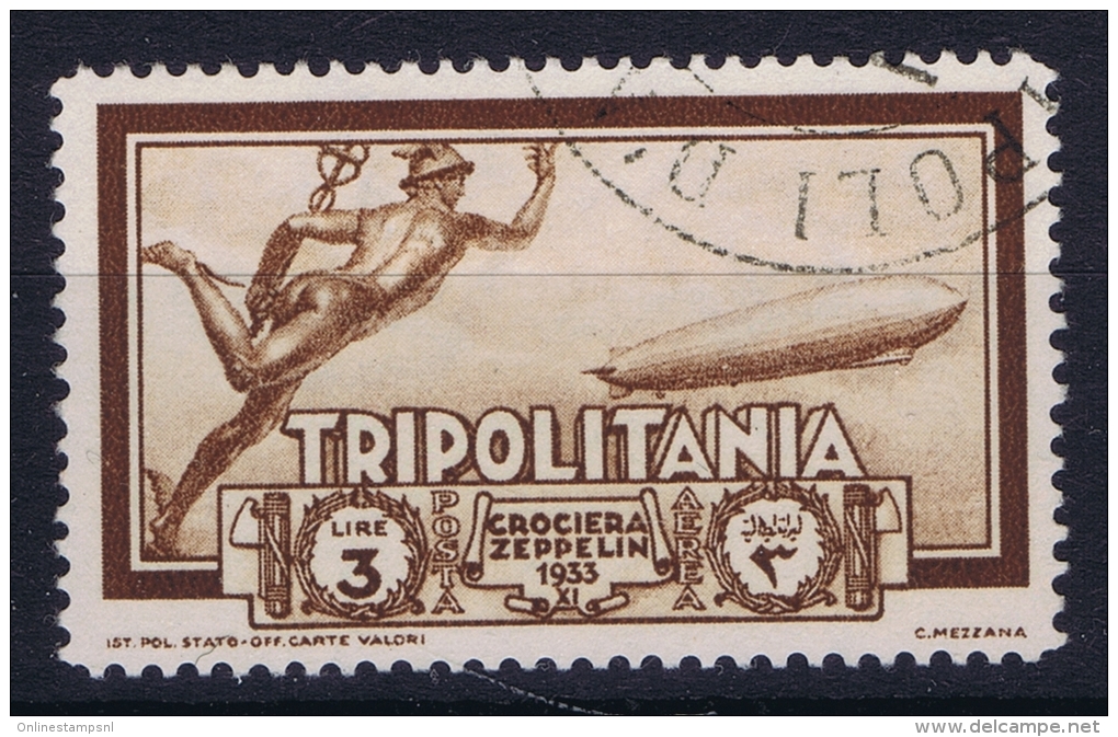 Italy: Tripolitana  Sa Nr A22   Used 1933 Zeppelin Posta Aera - Tripolitaine