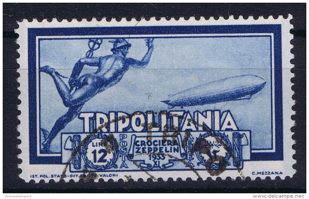 Italy: Tripolitana  Sa Nr A25   Used 1933 Zeppelin Posta Aera - Tripolitania