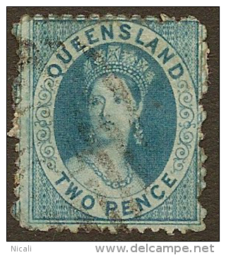 QUEENSLAND 1868 2d Deep Blue QV SG 87 U #NT154 - Usados