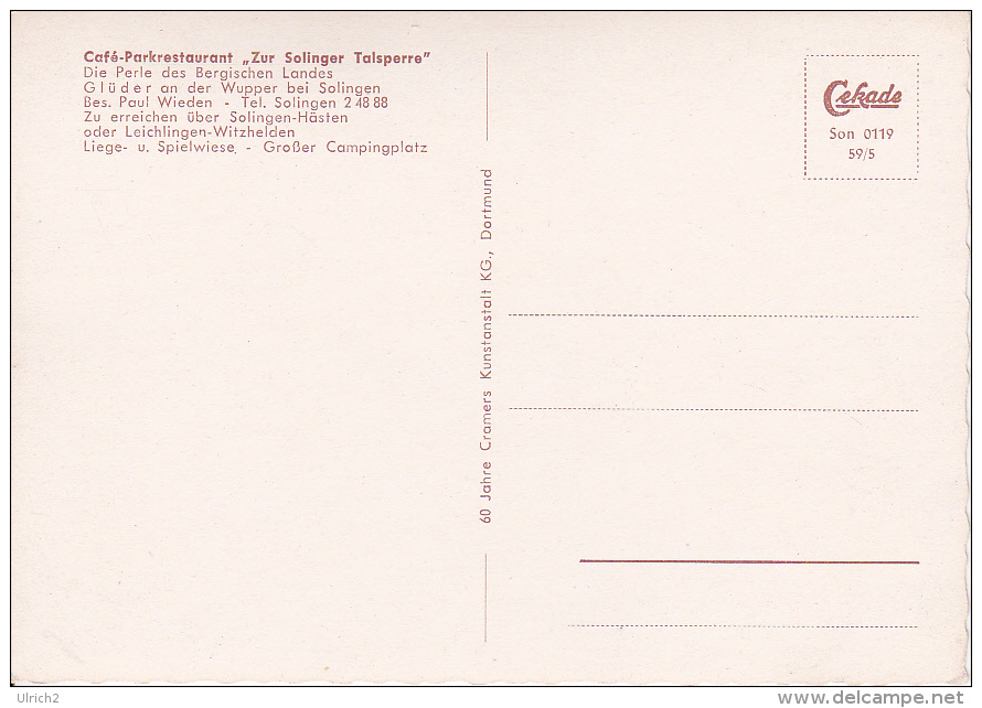 AK Solingen - Café-Parkrestaurant Zur Solinger Talsperre  (17780) - Solingen