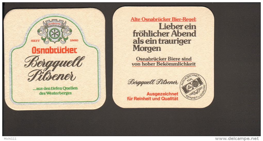 Bierdeckel Quadratisch Osnabrücker Bergquell Rückseite Bier-Regel - Sous-bocks