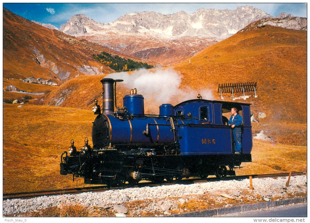 AK Eisenbahn Schweiz Dampfbahn Furka-Bergstrecke Realp Zahnradbahn Weisshorn DFB Zahnradbahn Chemin De Fer à Crémaillère - Trains