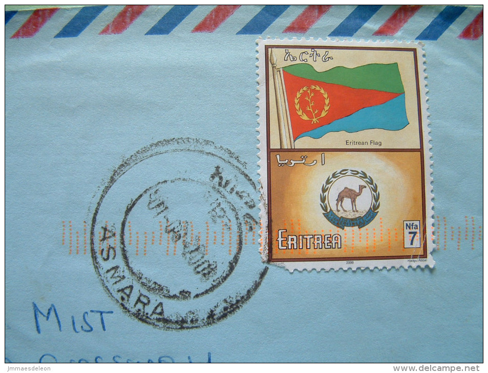 Eritrea 2006 Cover To England - Flag - Camel - Seal (stamp Damaged) - Eritrea