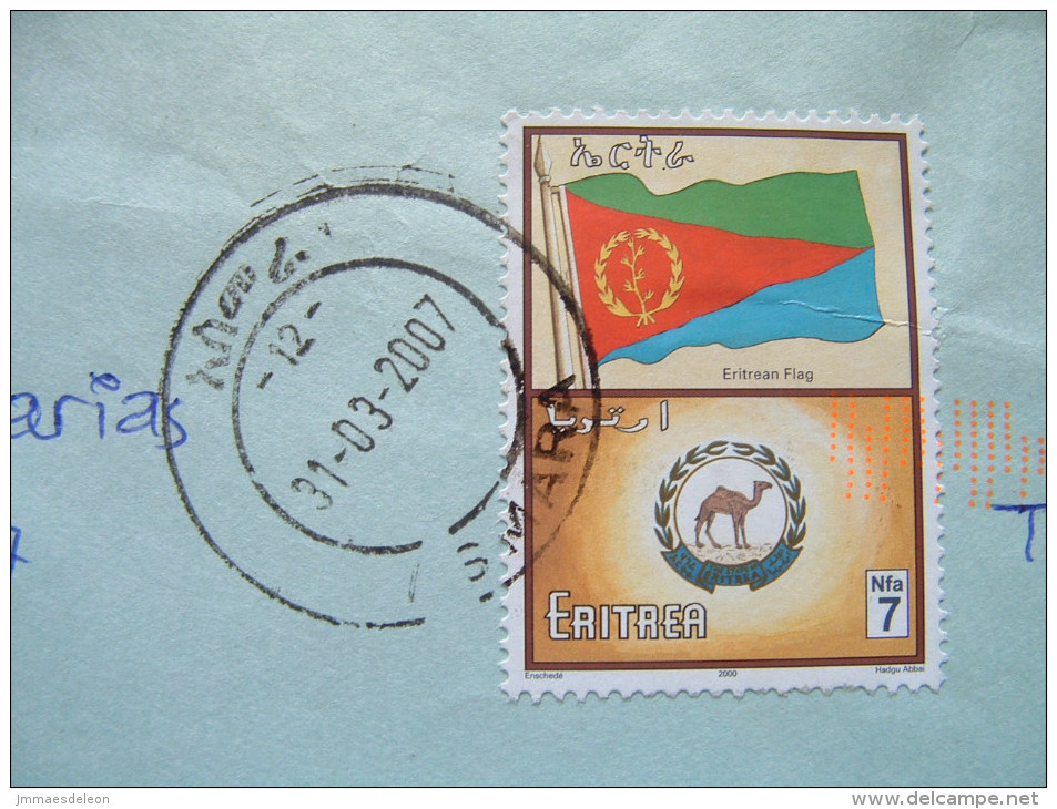 Eritrea 2007 Cover To England - Flag - Camel - Seal - Eritrea