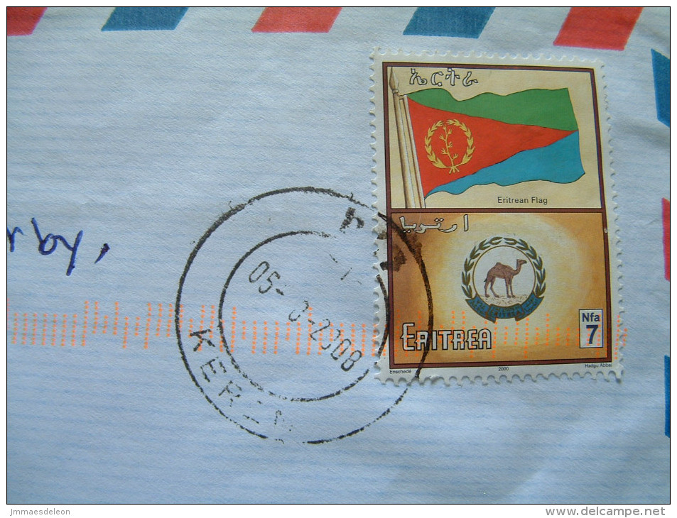 Eritrea 2008 Cover To England - Flag - Camel - Seal - Erythrée