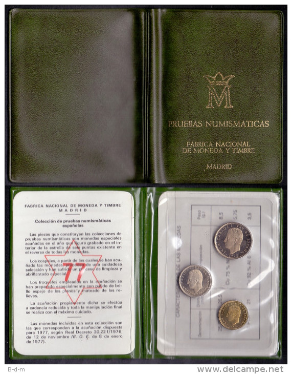 COLECCION PRUEBAS NUMISMATICAS CARTERA OFICIAL F.N.M.T. 1975 *1977 PROOF - Mint Sets & Proof Sets