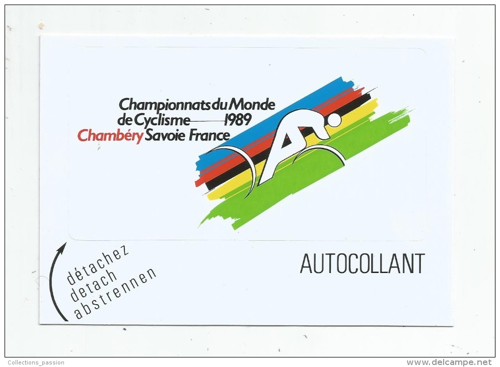 Cp , à Systéme , Autocollant , Championnats Du Mode De Cyclisme , Sport , CHAMBERY , 1989 , Ed : Sté Paralléle - A Systèmes