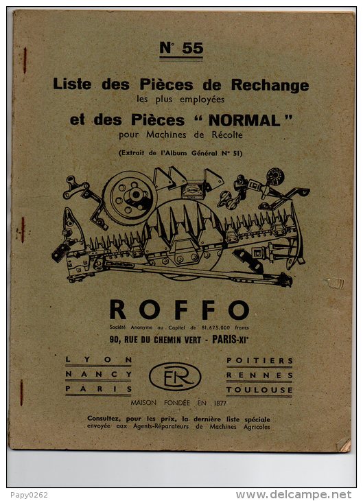 547 I) PARIS- CATALOGUE AGRICOLE ROFFO -  No 55 - Supplies And Equipment