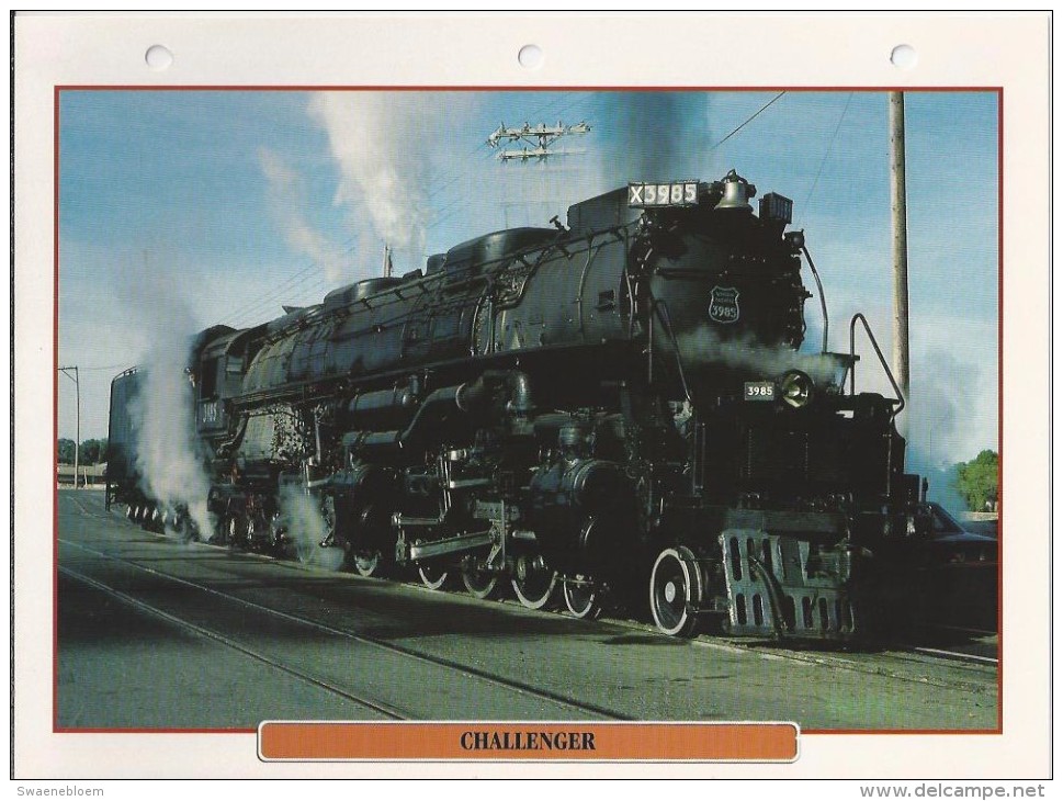 Trein.- Train - Locomotive - Challenger De X3985. - Baby Big-Boy - Verenigde Staten. Zie Ook Achterzijde. 2 Scans - Trains