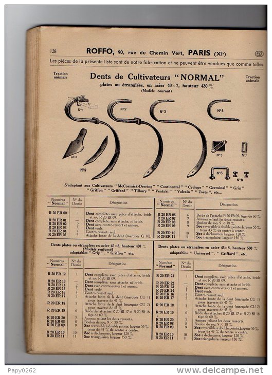 550 I) PARIS- CATALOGUE AGRICOLE ROFFO -  No 57 - 136 PAGES - Matériel Et Accessoires