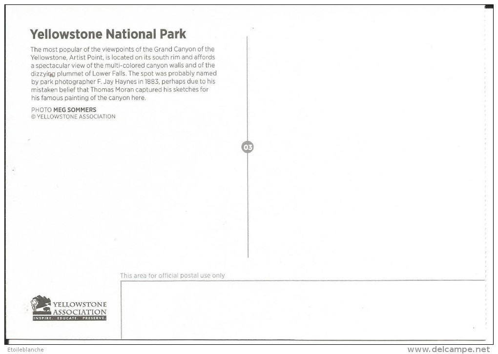CPM US Wyoming - Yellowstone National Park - Artist Point - Chute D'eau, Cascade - Yellowstone