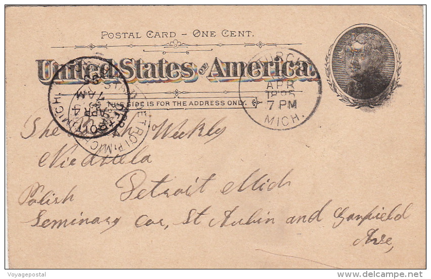 Entier Postal STURCIS "Postal Card One Cent" 1895 - ...-1900