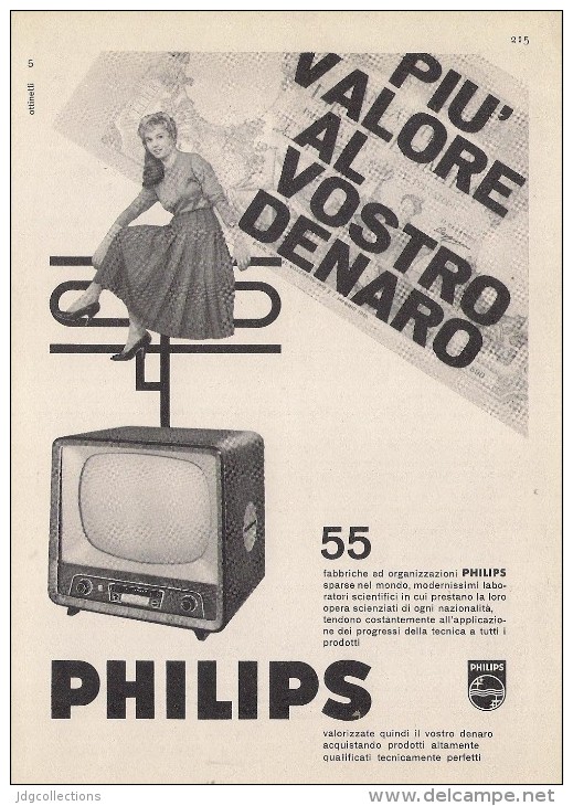 # PHILIPS TV TELEVISION ITALY 1950s Advert Pubblicità Publicitè Reklame Publicidad Radio TV Televisione - Televisión