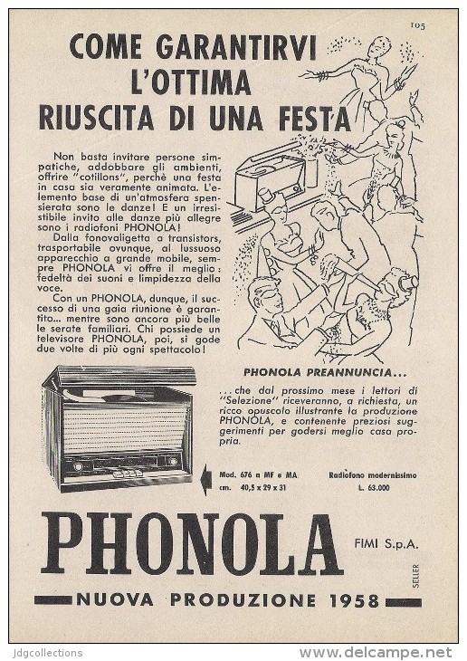 # PHONOLA GIRADISCHI TURNTABLE ITALY 1950s Advert Pubblicità Publicitè Reklame Publicidad Radio TV Television - Other & Unclassified