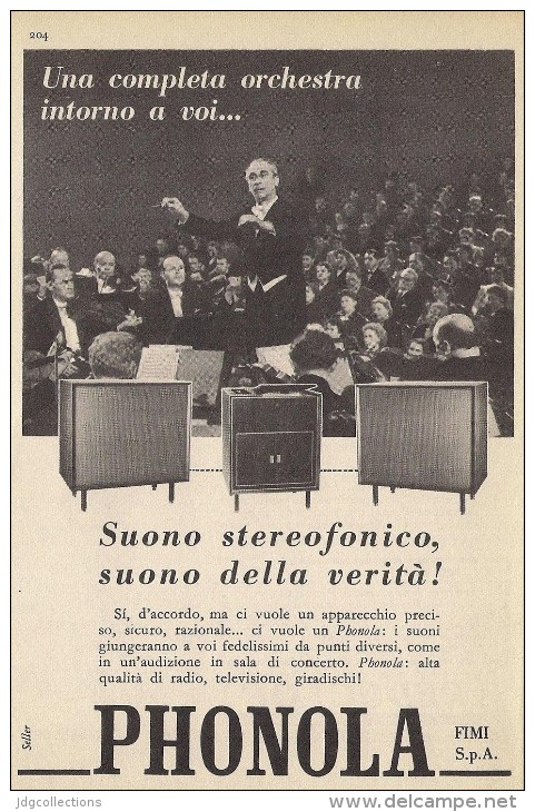 # PHONOLA AMPLIFIER AMPLIFICATORI Italy 1950s Advert Pubblicità Publicitè Reklame Publicidad Radio TV Television - Otros & Sin Clasificación