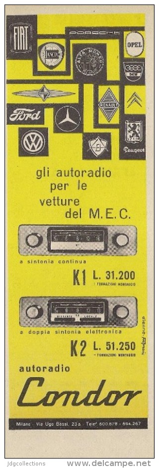 # CONDOR AUTORADIO ITALY 1950s Advert Pubblicità Publicitè Reklame Drehscheibe Car Radio TV Television - Andere & Zonder Classificatie