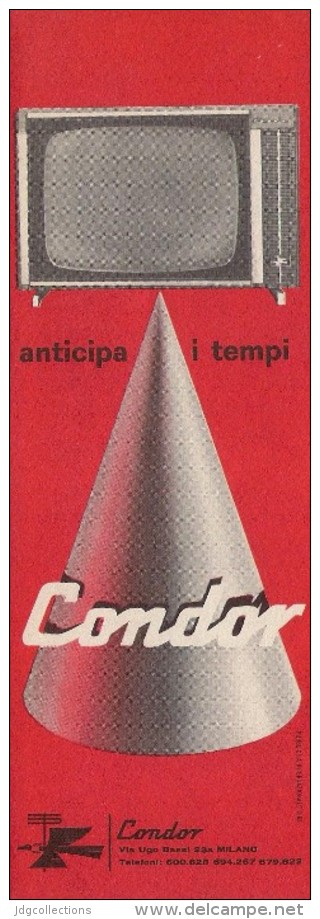 # CONDOR TV ITALY 1950s Advert Pubblicità Publicitè Reklame Drehscheibe Car Radio TV Television - Televisione