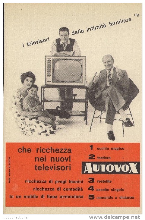 # AUTOVOX TV TELEVISION ITALY 1950s Advert Pubblicità Publicitè Reklame Publicidad Radio TV Televisione - Fernsehgeräte