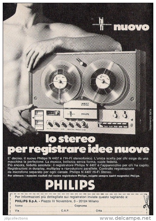 # PHILIPS RECORDER ITALY 1950s Advert Pubblicità Publicitè Reklame Publicidad Radio Registratore TV Television - Autres & Non Classés