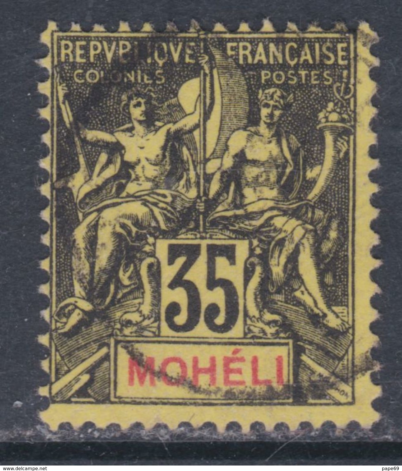 Mohéli N° 9 O Type Groupe :  35 C. Noir Sur Jaune Oblitération Légère Sinon TB - Andere & Zonder Classificatie