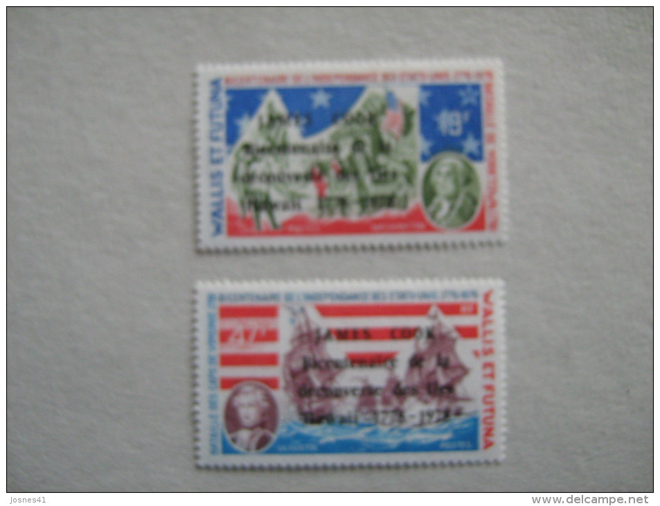 WALLIS ET FUTUNA   P 208/209    * *    BICENTENAIRE DE LA DECOUVERTE DES ILES HAWAI SURCHARGES JAMES COOK - Unused Stamps