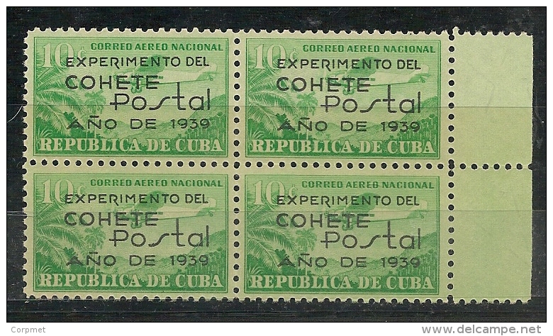 CUBA - AEROPHILATELIE - FUSÉE POSTALE - EXPERIMENTO DEL COHETE POSTAL - Yvert # A 31 - Vf Marginal Bloc Of 4 - ** MNH - Poste Aérienne