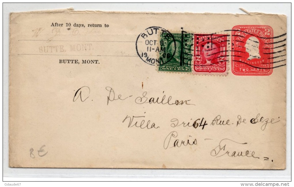 1906 - ENVELOPPE ENTIER POSTAL De BUTTE Avec OBLITERATION MECA DRAPEAU - 1901-20