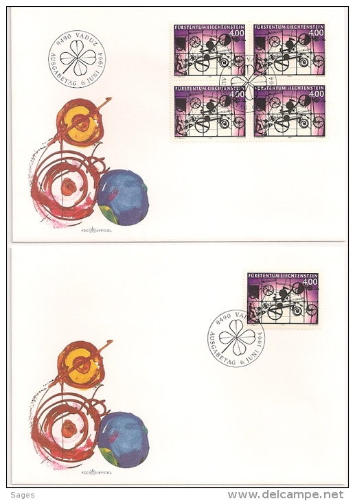 MACHINES  2 FDC 1994 : 2 ENVELOPPES - Lettres & Documents