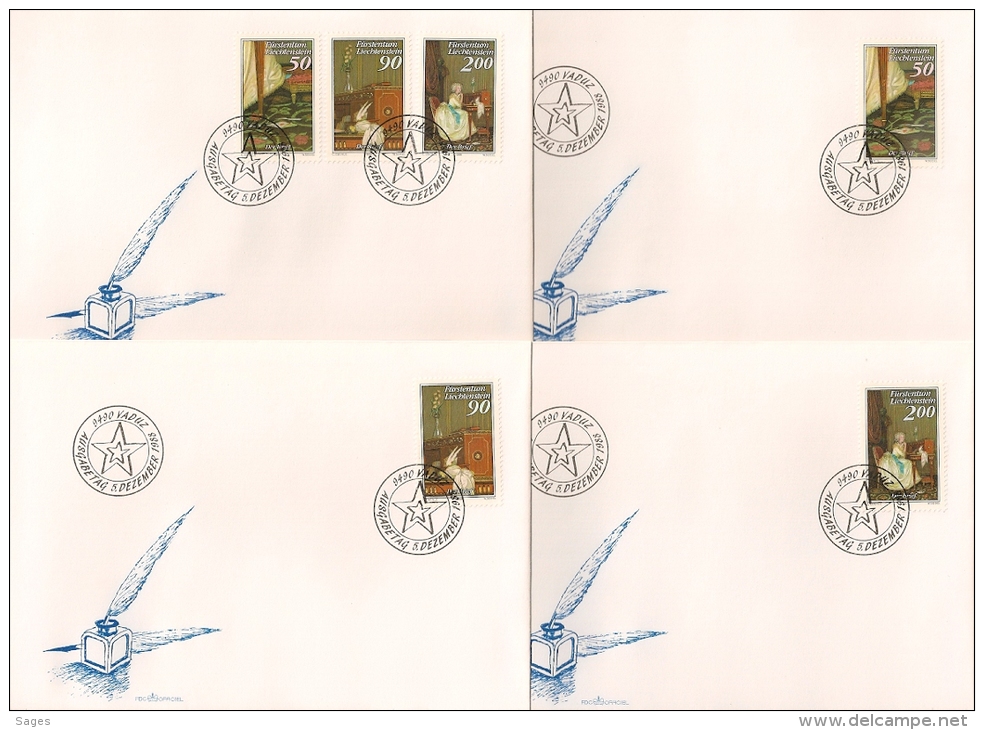 DERR BRIEF 1988 LIECHTENSTEIN. 4 FDC. 4 ENVELOPPES. - Covers & Documents