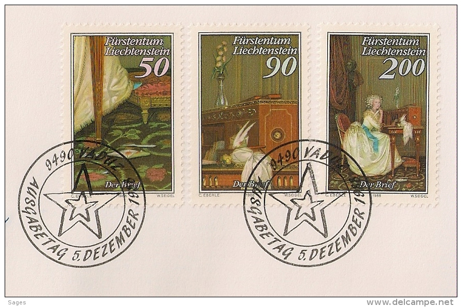 DERR BRIEF 1988 LIECHTENSTEIN. 4 FDC. 4 ENVELOPPES. - Covers & Documents