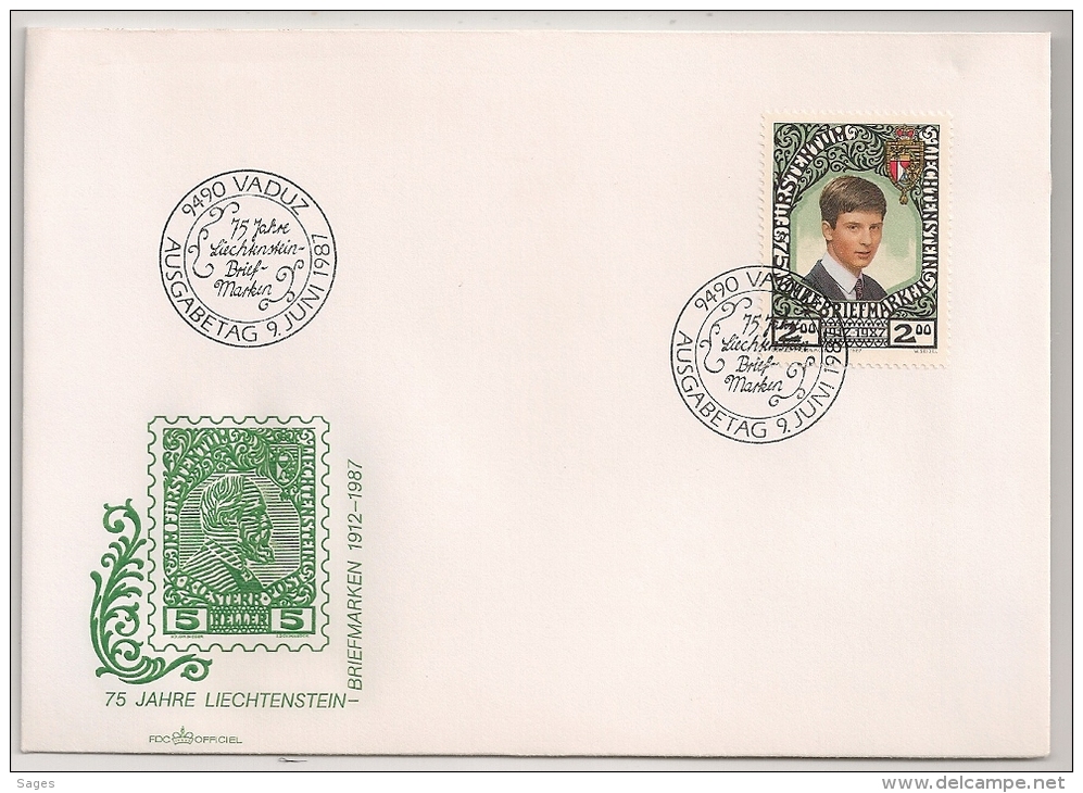 75 JAHRE LIECHTENSTEIN, 1912 -  1987 . 1 FDC. 1 ENVELOPPE. - Lettres & Documents